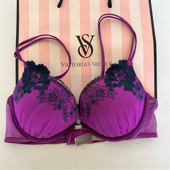 VICTORIAS SECRET PURPLE PUSH UP BRA SIZE 34B - Picture 1 of 13